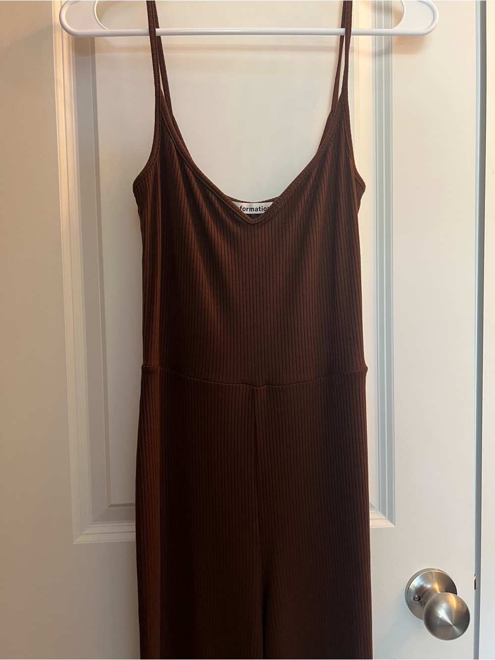 Reformation Brown Ribbed jumpsuit with Spaghetti Straps